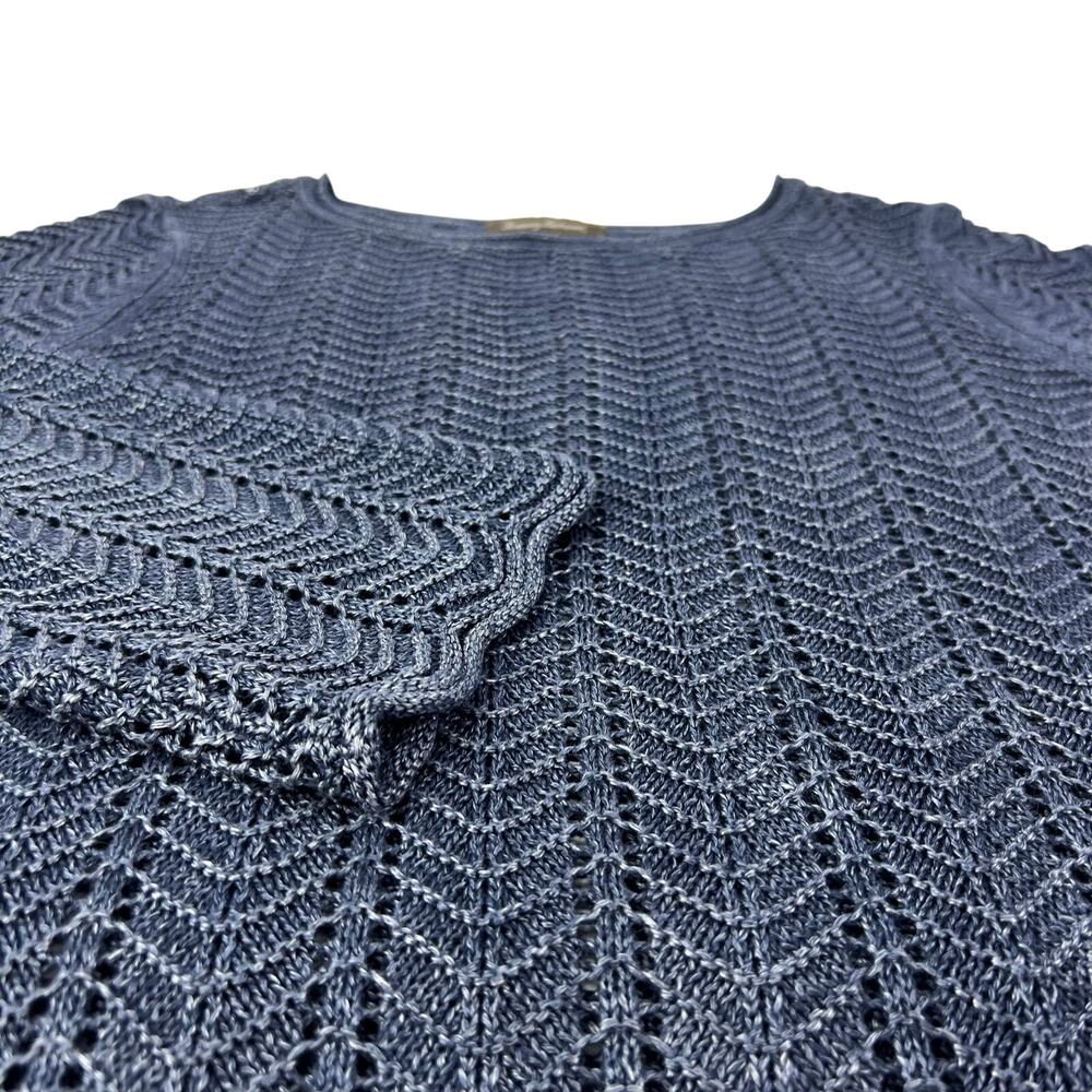 Tommy Bahama 100% Linen Blue Women's Large Open Knit Textured Pullover Sweater